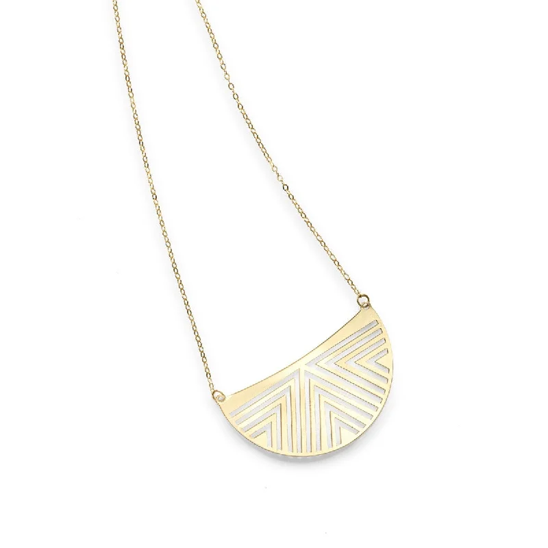 Beaded Gold Necklaces -14kt Yellow Gold 18" Cut-out Moon Necklace with 1.25" Extender RC7060-18