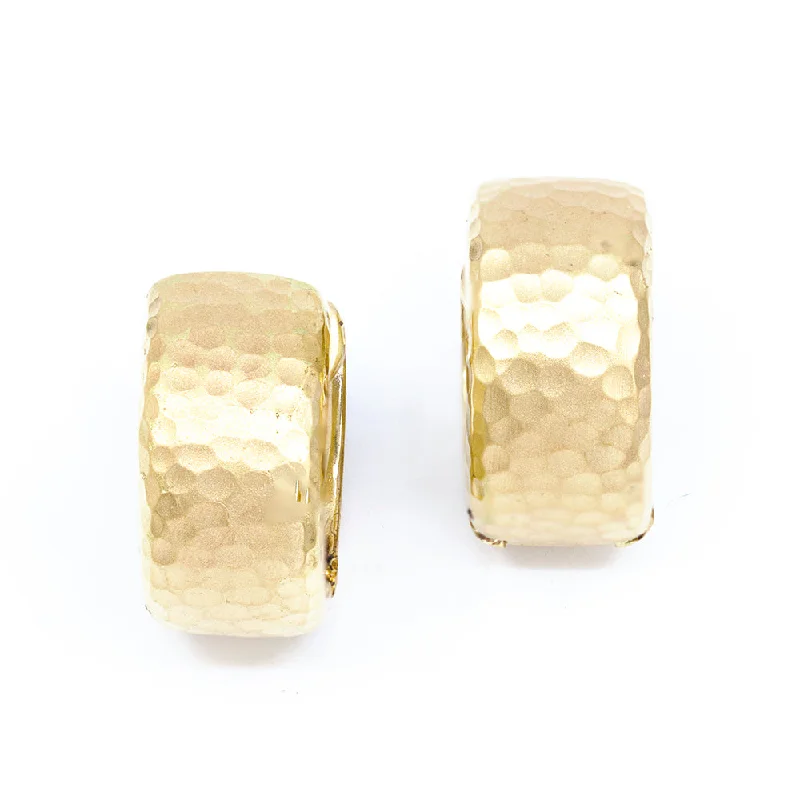 Sterling Silver Dangle Earrings-Hammered Gold Huggie Earring