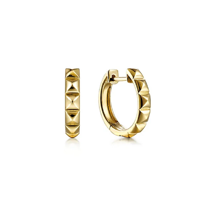 Cute Earrings For Women-Gabriel & Co 14K Yellow Gold 15mm Grommet Pattern Huggie Earrings