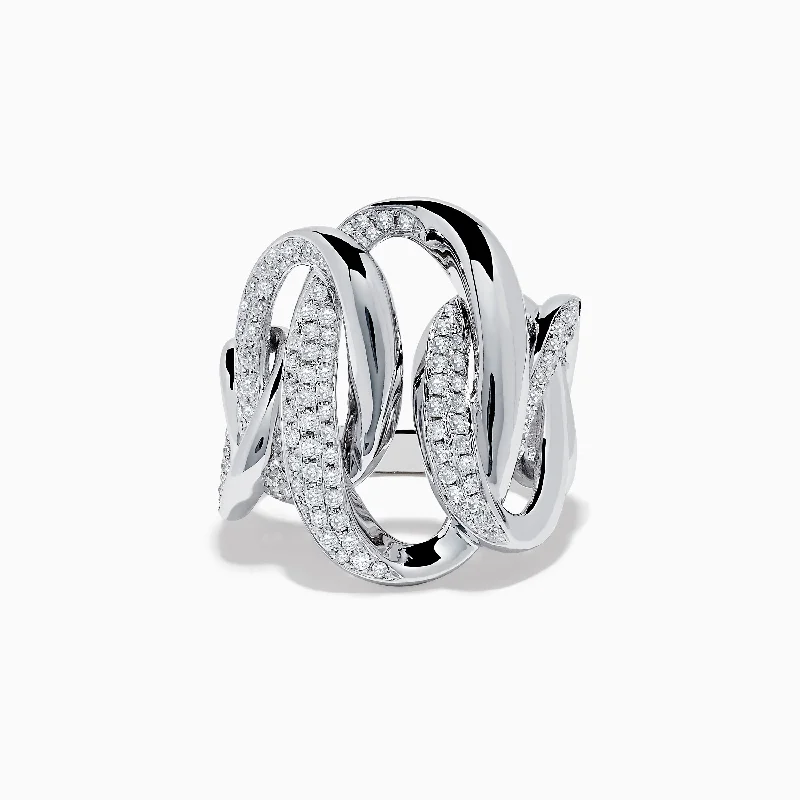 Men's fashion rings with engravings-Pave Classica 14K White Gold Diamond Statement Ring