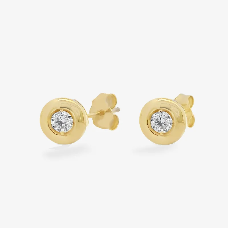 Acrylic Earrings-Wide Bezel Set Diamond Earrings