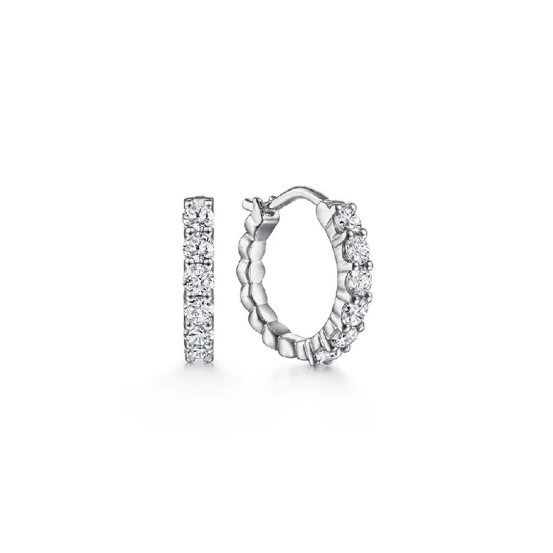 Oval Hoop Earrings-Gabriel & Co 14k White Gold Diamond Hoop Earrings - .59cttw