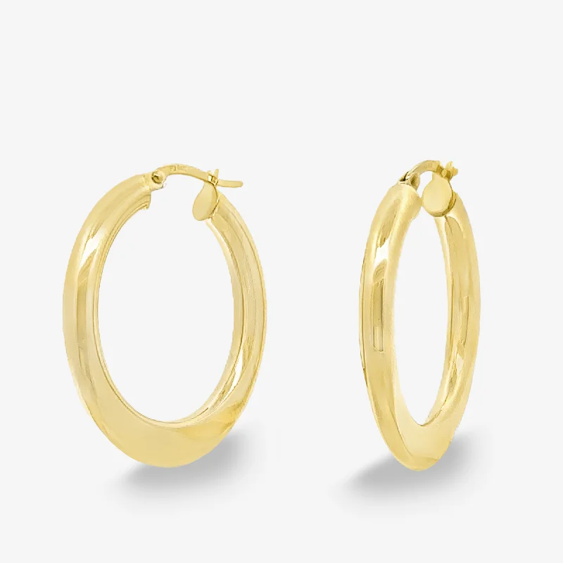 Stylish Drop Earrings For Wedding-2.7mm Graduated 1.25" Flat to Round Hoop Earrings