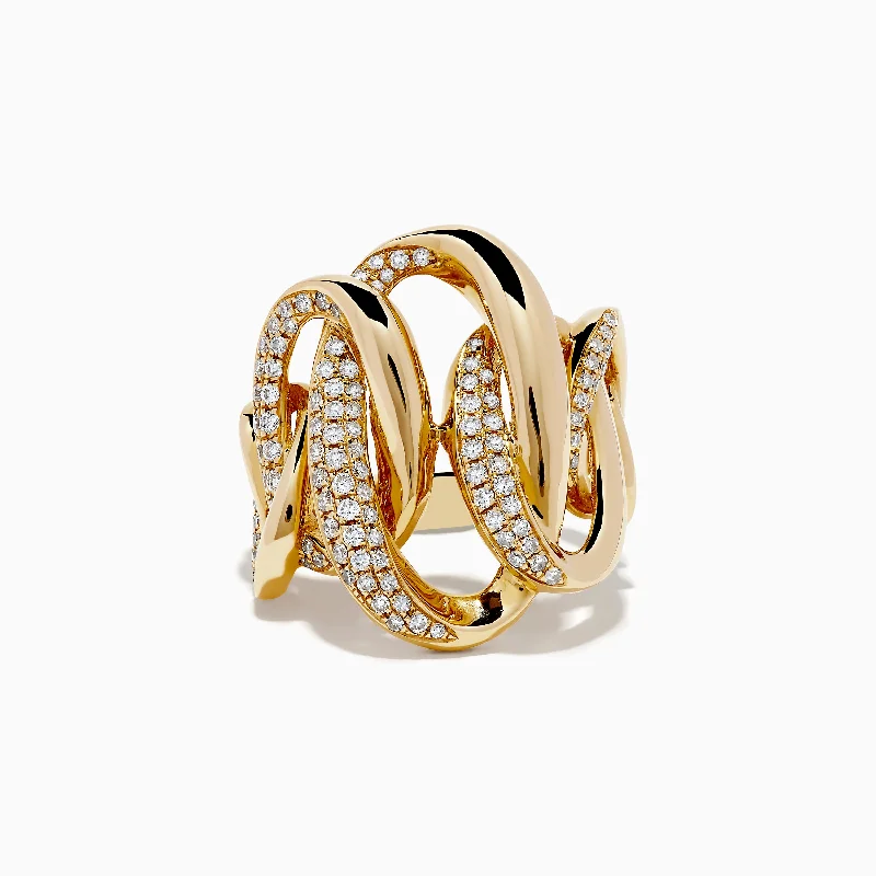 Unique promise rings with sapphires-D'Oro 14k Yellow Gold Diamond Statement Ring