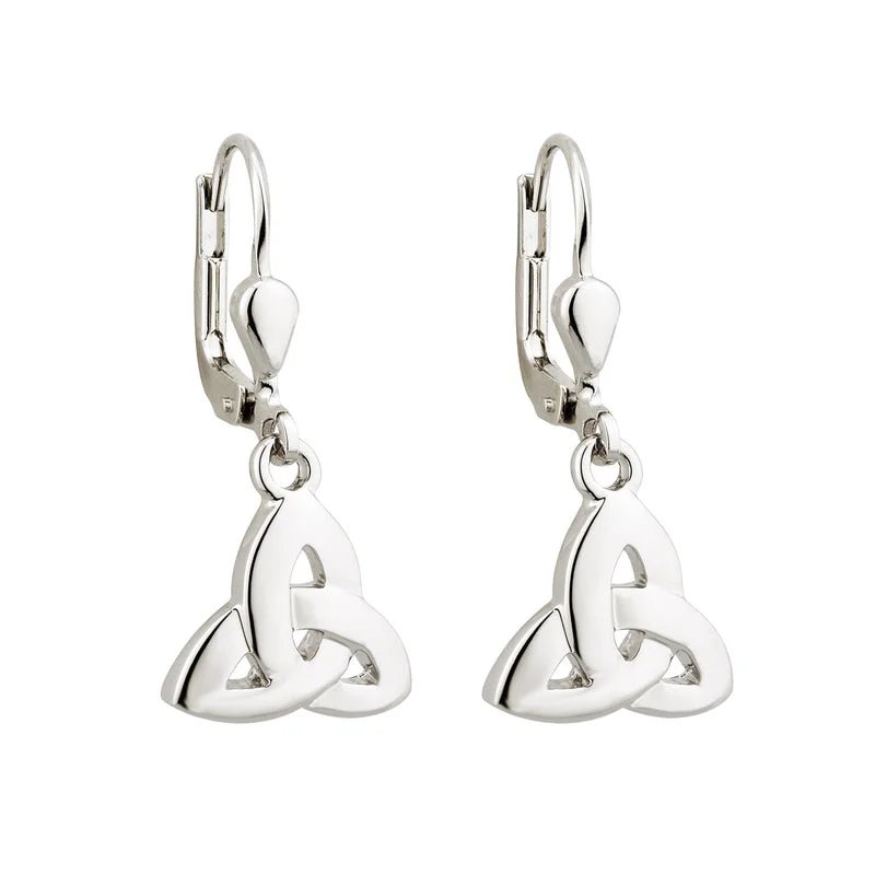 Diamond Dangle Earrings-Rhodium Trinity Drop Earrings