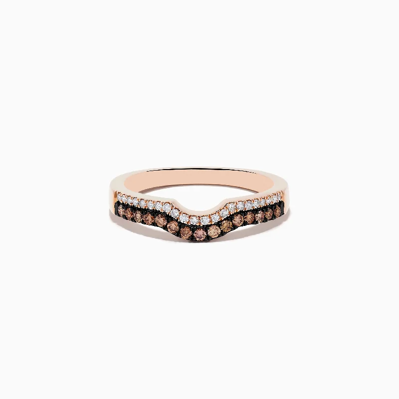 Wedding rings with diamonds-14K Rose Gold Espresso and White Diamond Band