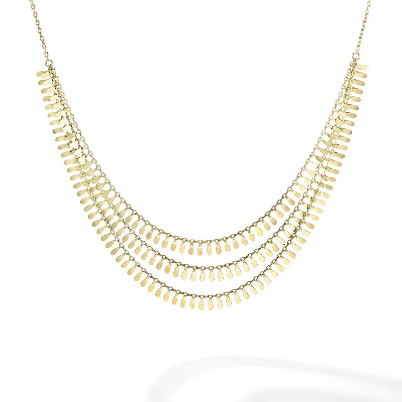 Luxury Charm Necklaces -14kt Yellow Gold Multi-strand Necklace with Extender & Lobster Clasp RC5615-19