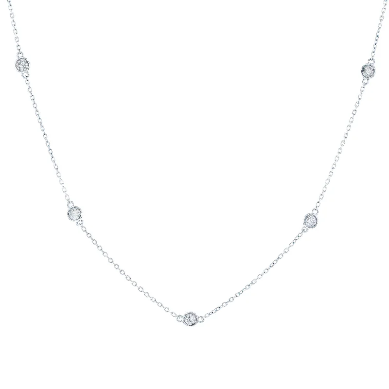 Black Necklace Pendants -White 1/2 Carat Station Diamond Necklace