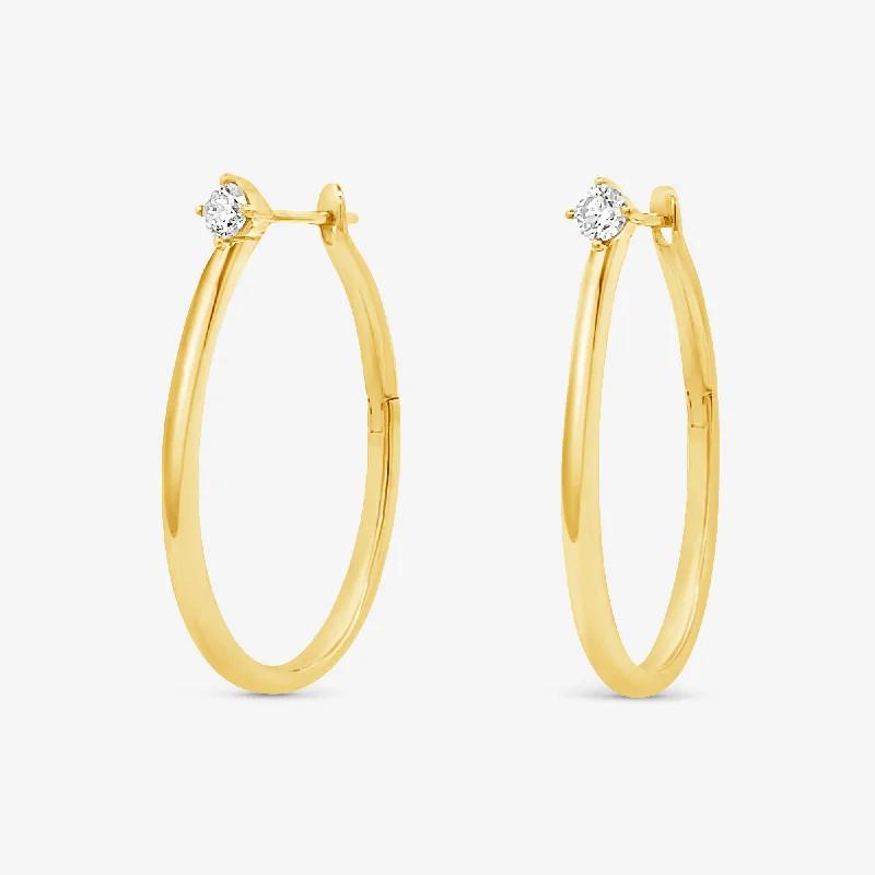 Handcrafted Earrings-Elongated U-Hoop Diamond Earrings