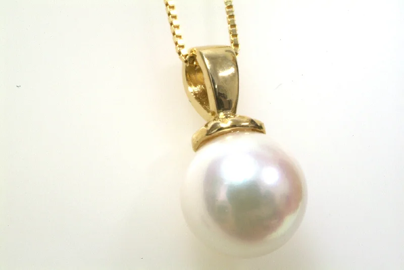 Men’s Fashion Necklaces -8mm Pearl Pendant Necklace in 14K Yellow Gold HB05358