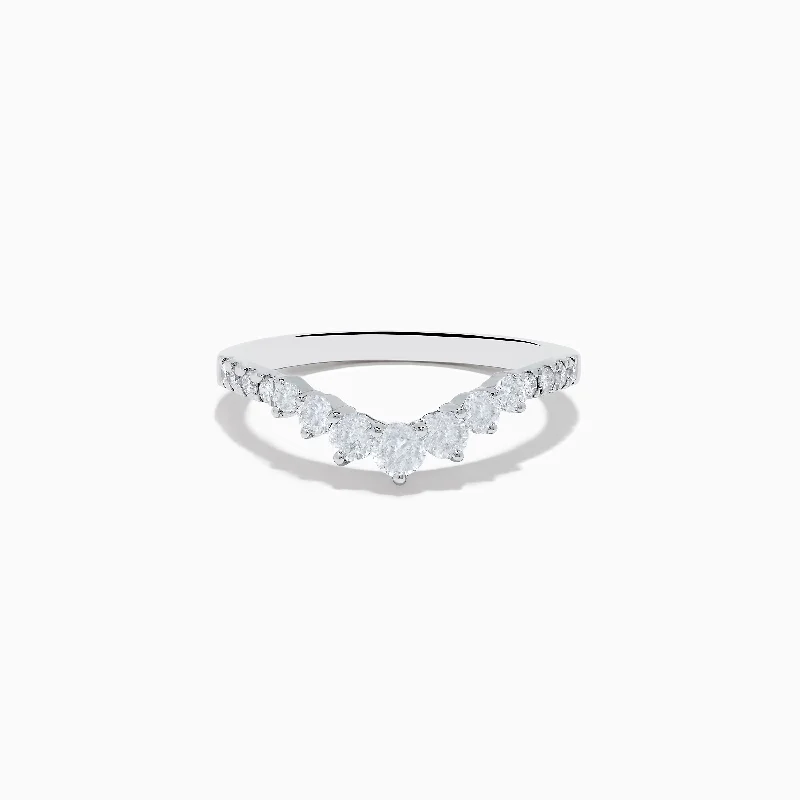 Uniquely shaped rings-14K White Gold Diamond Contoured Stacking Band 0.49 TCW