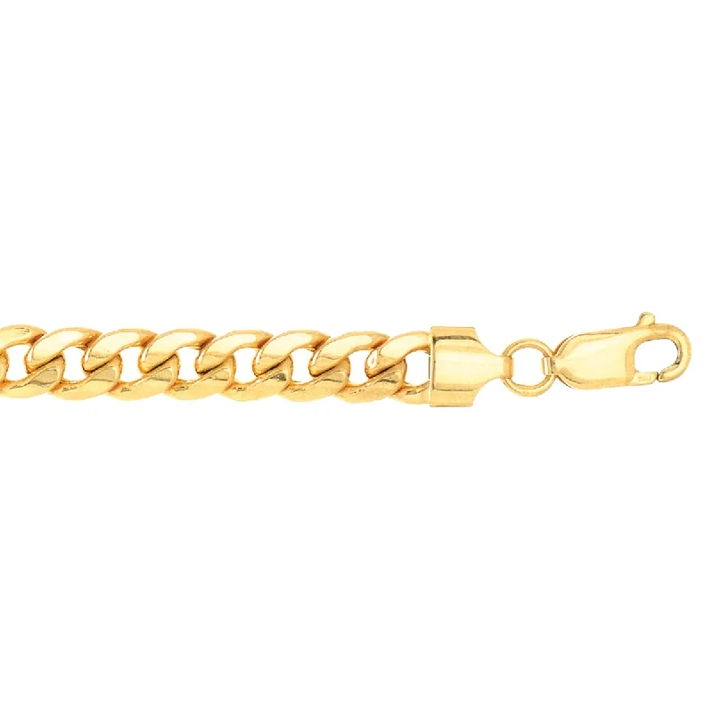 Engraved Gift Necklaces -10K Yellow Gold 24" Lite Miami CURB Necklace with Lobster Lock. 180HMC-24