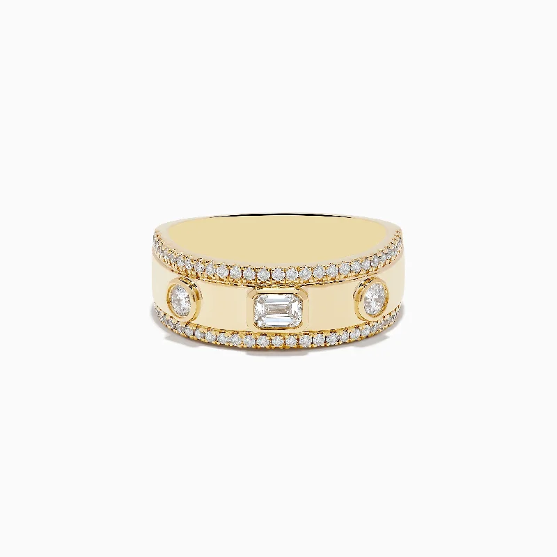 Personalized fashion rings with gemstones-D'Oro 14K Yellow Gold Bezel Set Diamond Band 0.67 TCW