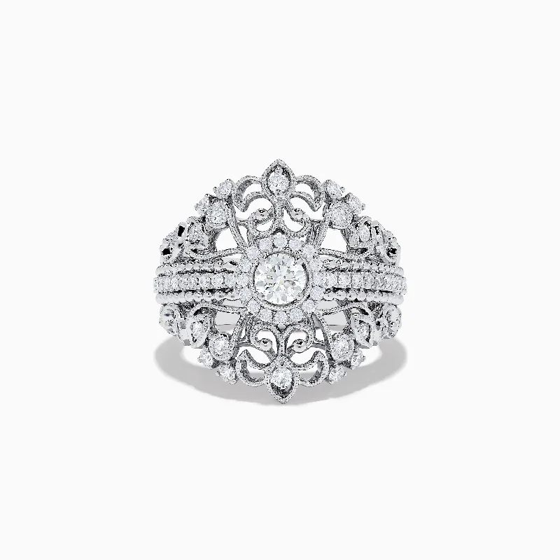 Unique wedding rings for engagements-Pave Classique 14K White Gold Diamond Ring