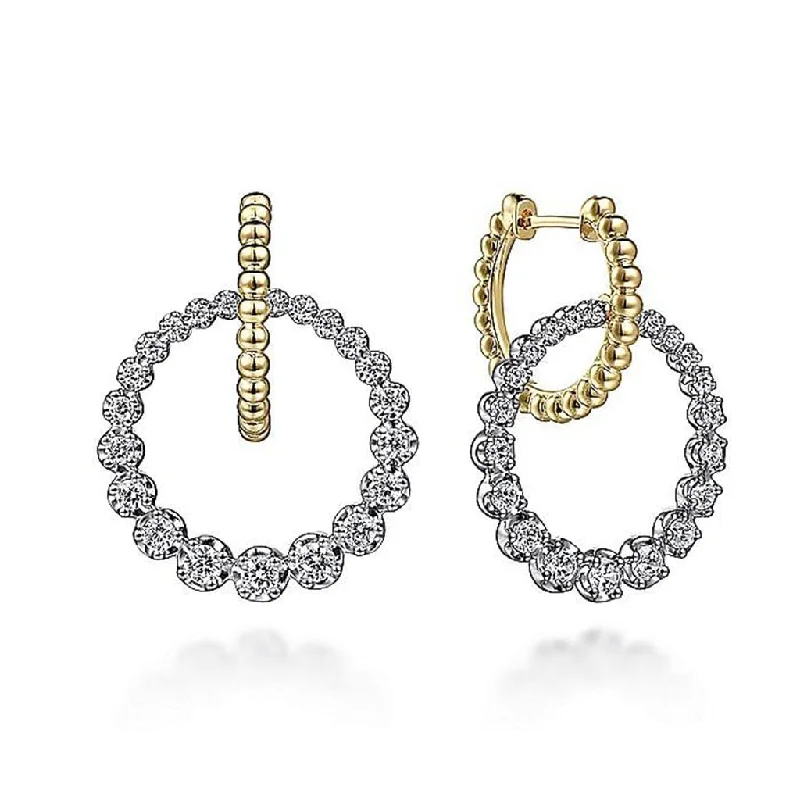 Multi-Strand Dangle Earrings-Gabriel & Co 14k White-Yellow Gold Bujukan Diamond Circle Earrings - 1.07cttw