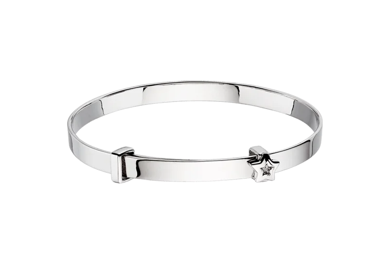 Handcrafted Bangles For Women-Little Star Inez- Diamond Star Christening Bangle