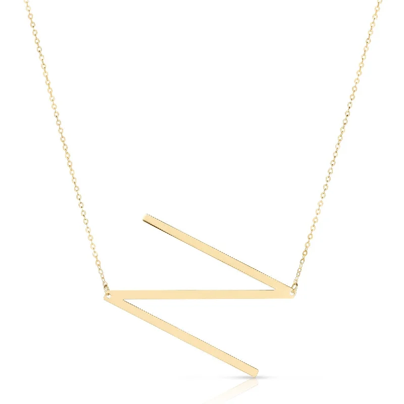 Star Necklaces -14K Yellow Gold Polished Initial N 18" Necklace with Lobster Clasp RCN10908-18