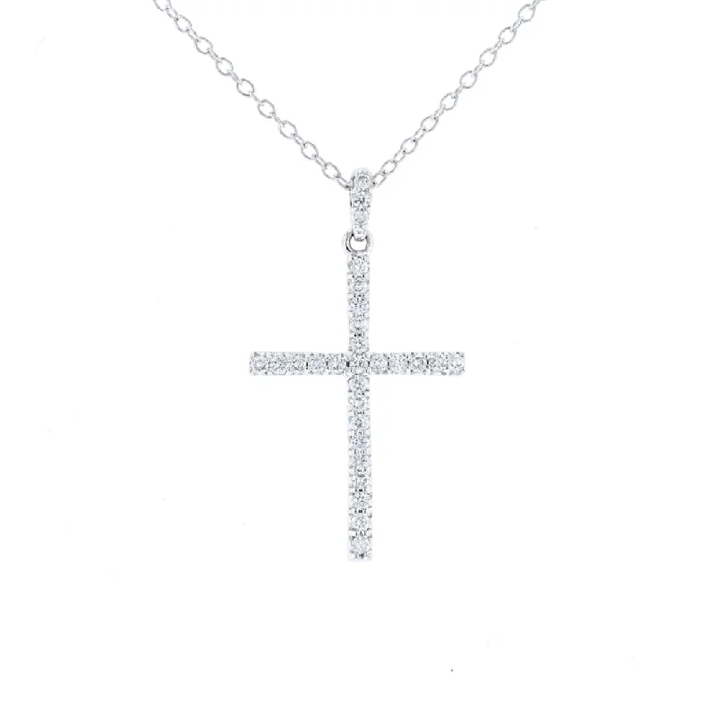 Couples Birthstone Necklaces -White Gold Diamond Cross Necklace