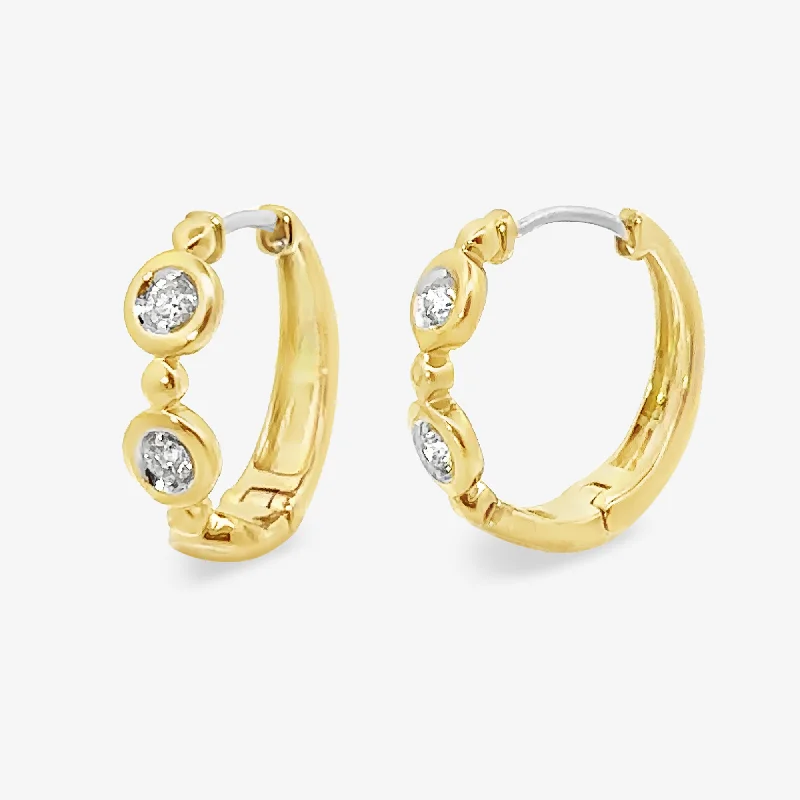 Statement Earrings-Bead It 0.20CT Bezel Huggie Earrings