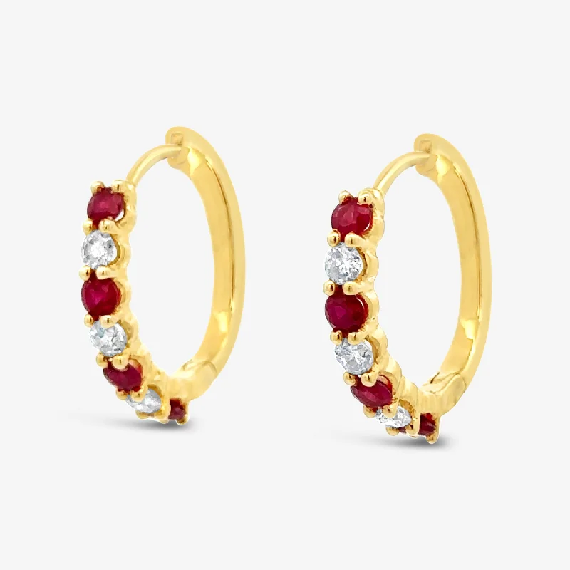 Pearl Drop Earrings-Ruby & Diamond Small Hoop Earrings