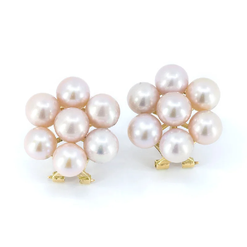 Heart-Shaped Drop Earrings-Flower Freshwater Pearl Earring