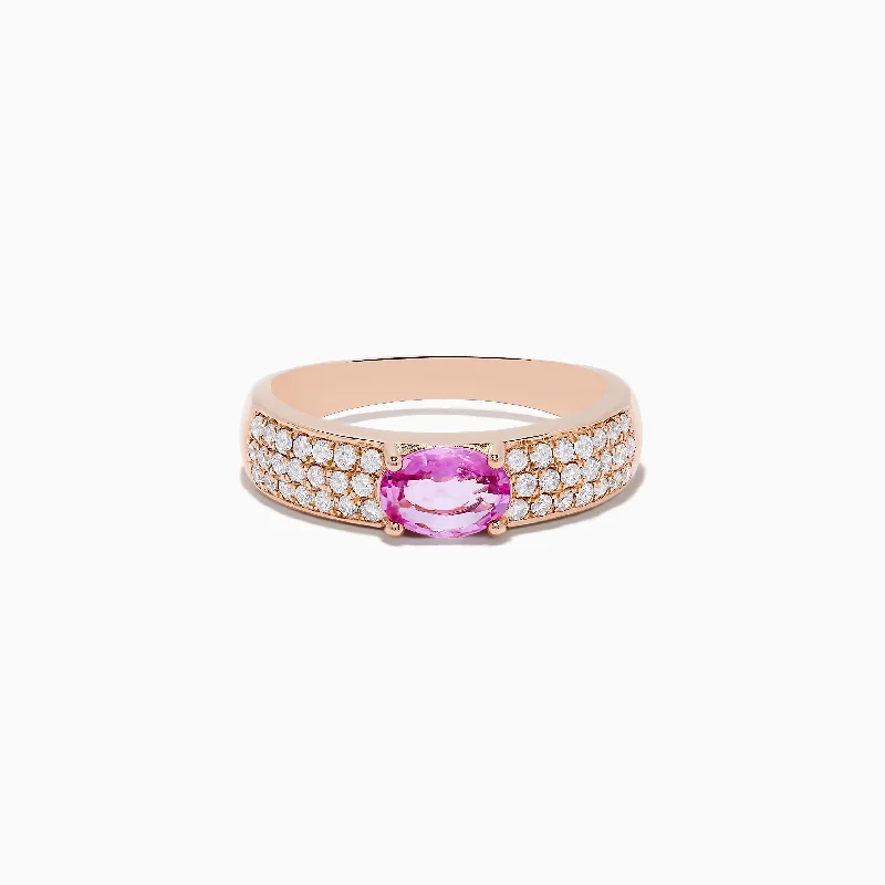 Zircon rings-14K Rose Gold Pink Sapphire and Diamond Ring