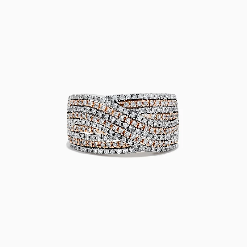 Fashionable statement rings-14K Two-Tone Gold Diamond Pave Ring