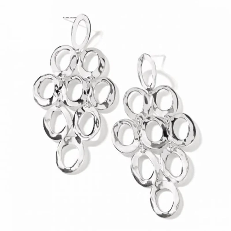 Mixed Metal Earrings-Ippolita Sterling Silver Open Oval Cascade Earrings