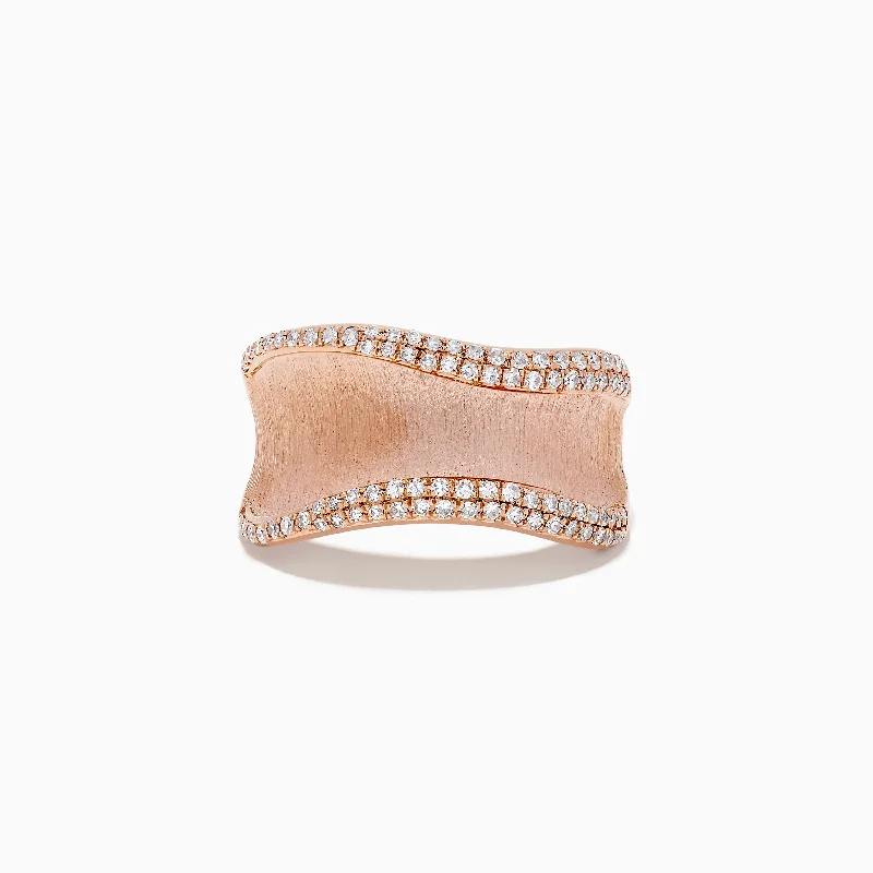 Custom gold wedding rings for men-Pave Rose 14k Textured Rose Gold Diamond Ring