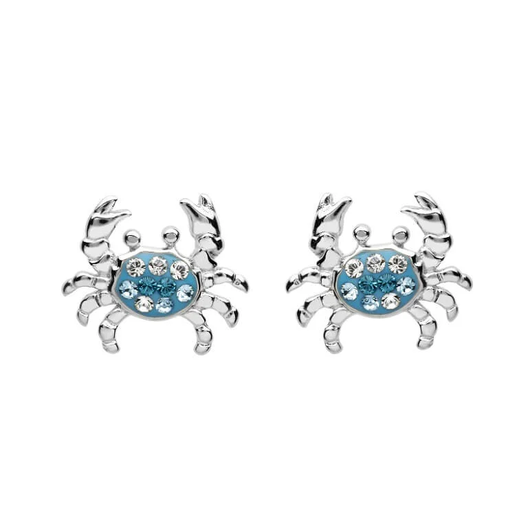 Drop Earrings For Bridal-Crab Stud Earrings With Blue With Swarovski® Crystals