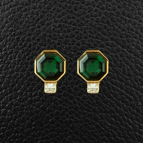 Fashion Hoop Earrings-Green Tourmaline & Diamond Earrings