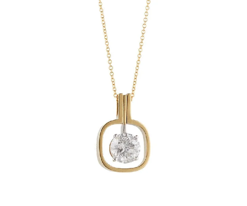 Heart Necklaces -1.55ct Round Diamond Swing Pendant Necklace in 18K