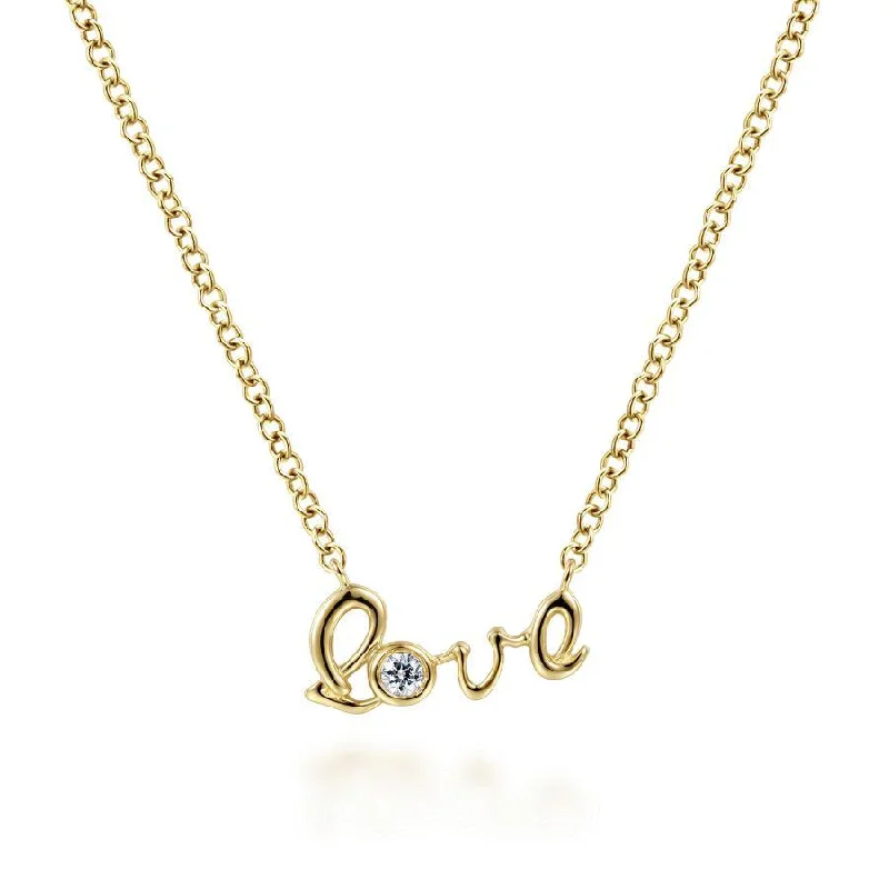 Personalized Initial Pendant Necklaces -Gabriel & Co. - NK6406Y45JJ - 14K Yellow Gold Love Pendant Necklace with Diamond Accent