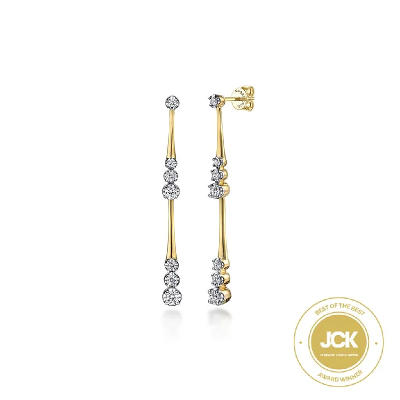 Simple Hoop Earrings-Gabriel & Co. 14K Yellow Gold Linear Diamond Station Stud Earrings