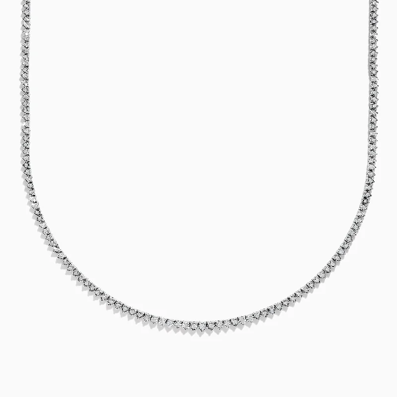 Vintage Necklaces -Pave Classica 14K White Gold Diamond Tennis Necklace 0.97 TCW