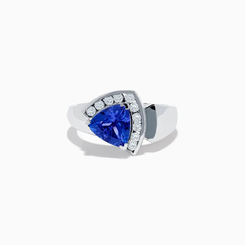 Custom wedding rings for men with sapphires-Nahla Siri 14K White Gold Tanzanite and Diamond Ring