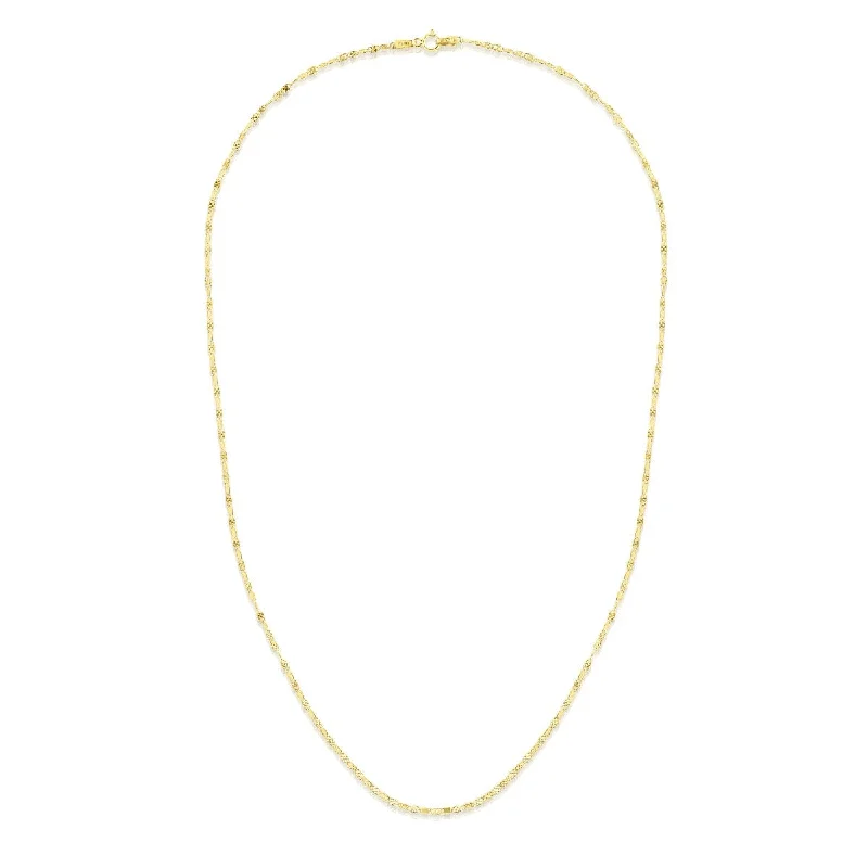 Custom Wedding Date Necklaces -14kt Yellow Gold 1.7mm Diamond Cut Mariner Necklace with Lobster Clasp RC11247