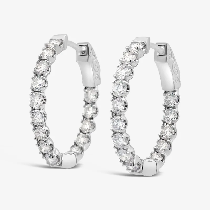 Round Diamond Earrings-Oval 1" Eternity 2.45CT Hoop Earrings