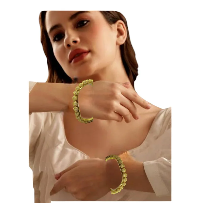 Kundan Bangles For Women With Unique Finish-Amity Arts Gold Plated Pearl Bangle  (2 Piece)