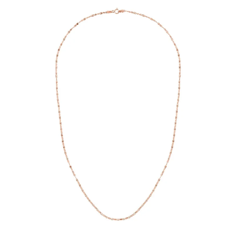 Zodiac Sign Necklaces -14kt Rose Gold 1.7mm Diamond Cut Mariner Necklace with Lobster Clasp PRC11247