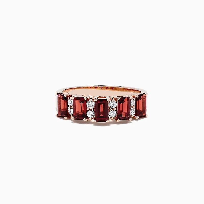 Handmade rings-14K Rose Gold Rhodolite Garnet and Diamond Ring, 2.34 TCW