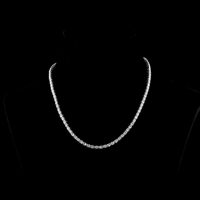 Unique Necklaces -14K White Gold Lab Grown Oval Diamond Tennis Necklace 12.25ctw NK-224