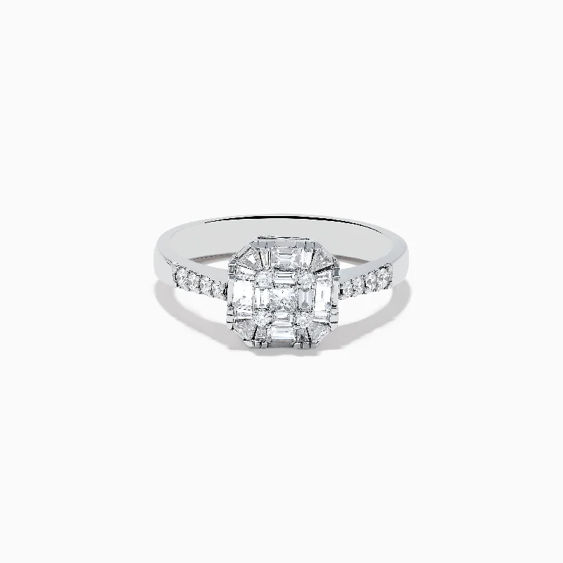 Custom platinum rings-Classique 14K White Gold Diamond Ring