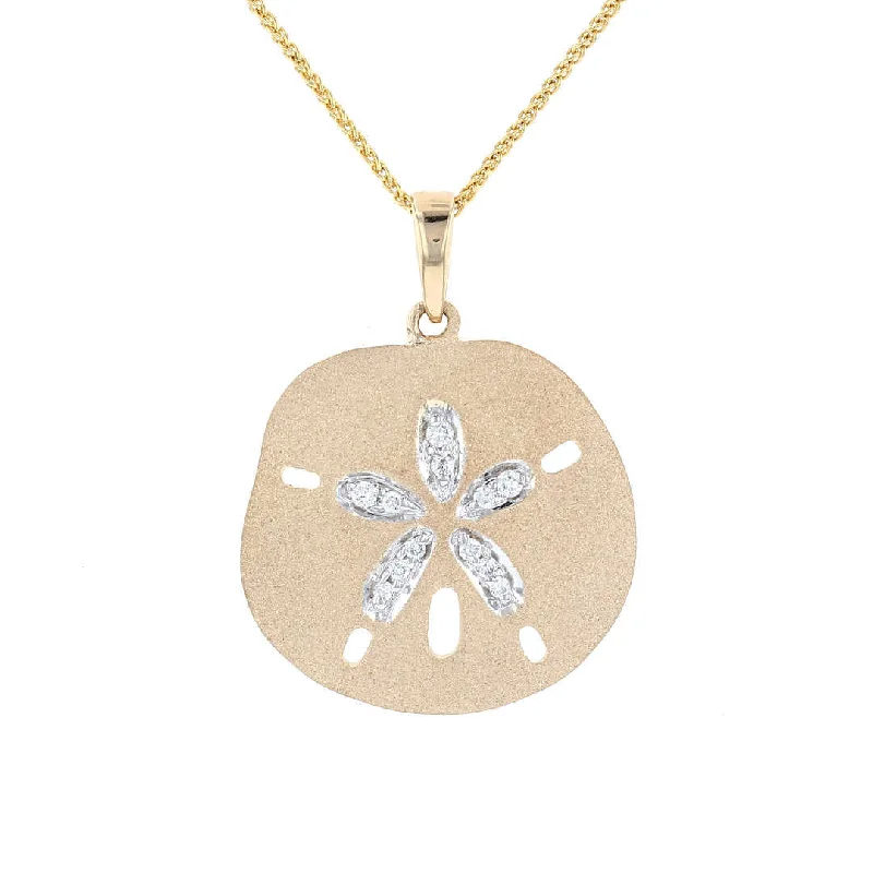 3D Gold Necklaces -Large Diamond Sand Dollar Pendant