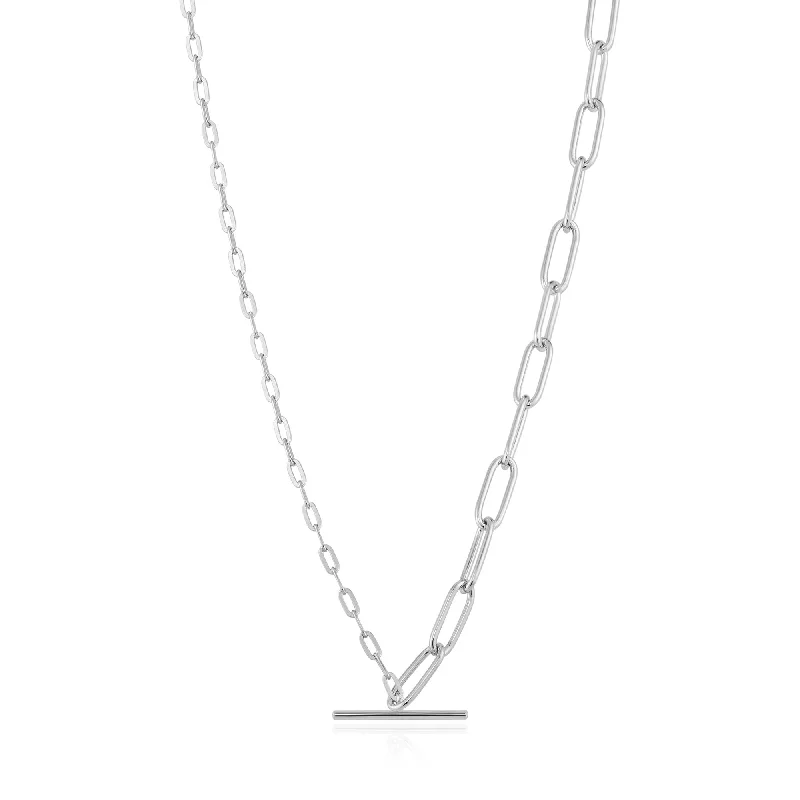 Cross Pendant Necklaces -MIXED LINK T-BAR NECKLACE