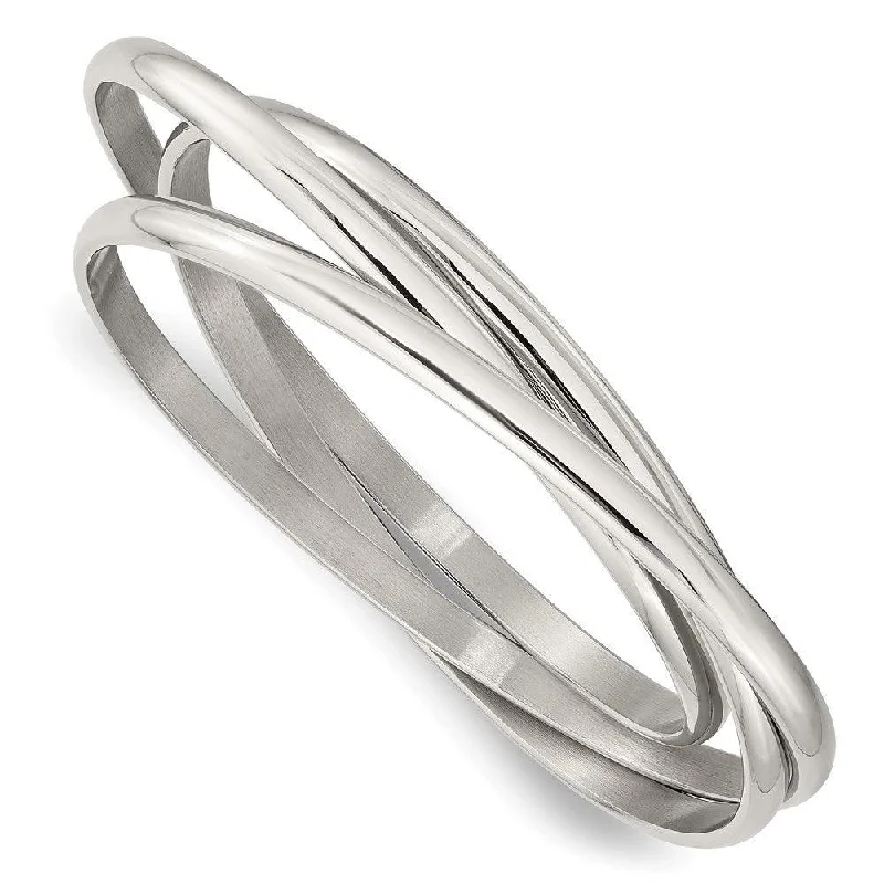 Bangles For Special Gifts-Stainless Steel Polished Intertwined Bangles