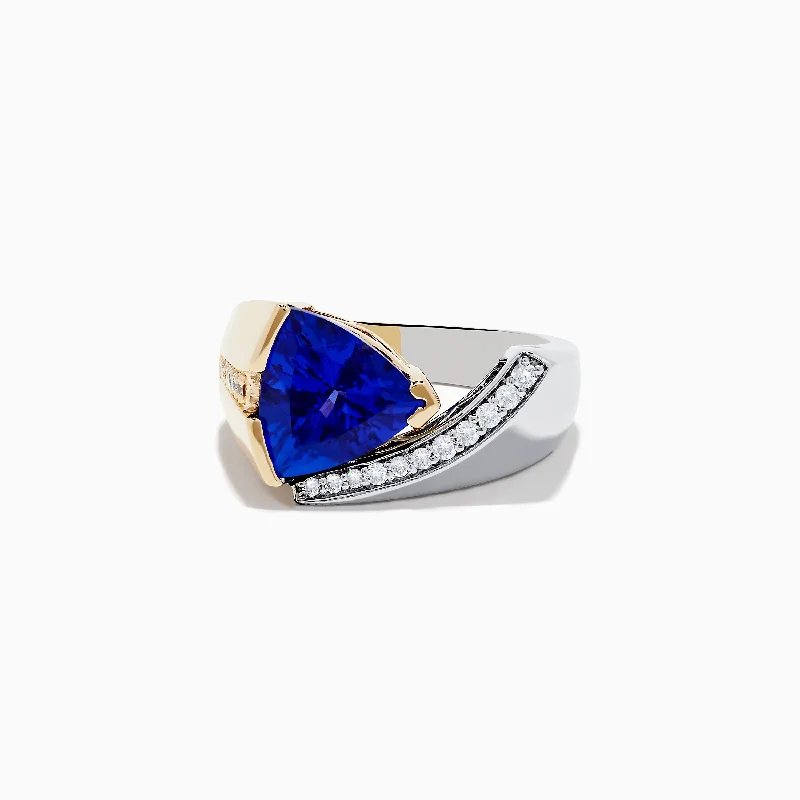 Custom gemstone rings for women-Nahla Siri 14K Two-Tone Gold Tanzanite and Diamond Ring