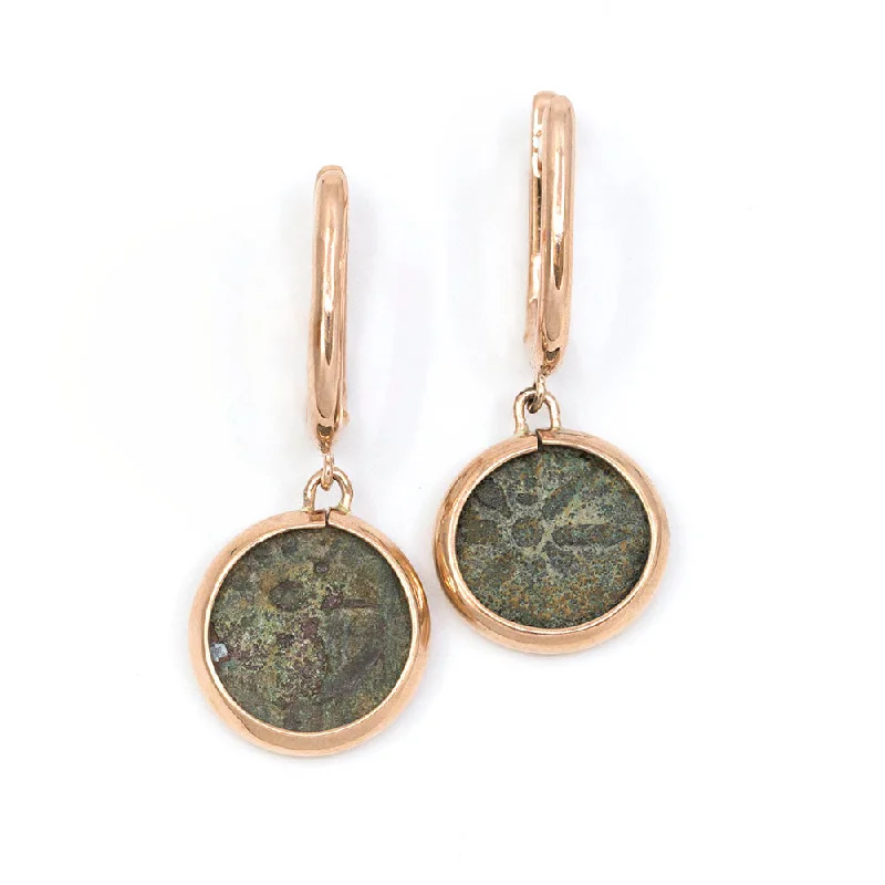 Multi-Colored Drop Earrings-Alexander Jannaeus Prutah Coin Earring - "Widow's Mite" Earring