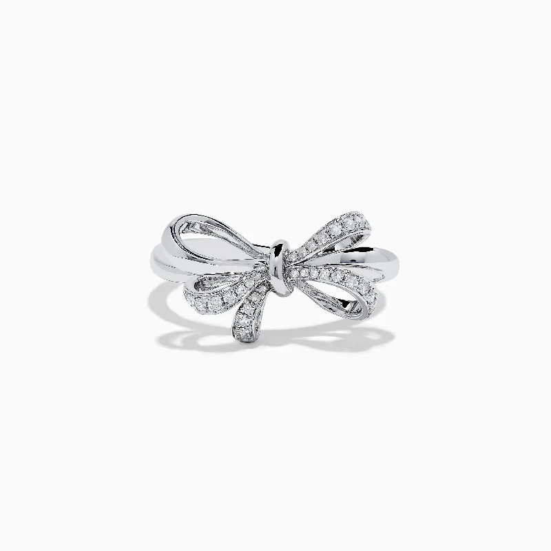 Affordable diamond rings for women-925 Sterling Silver Diamond Bow Ring