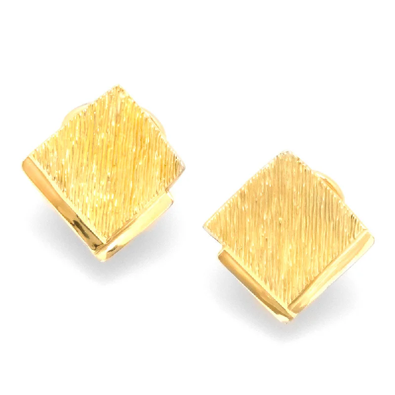 Party Dangle Earrings-Rhombus Grooved Gold Earring